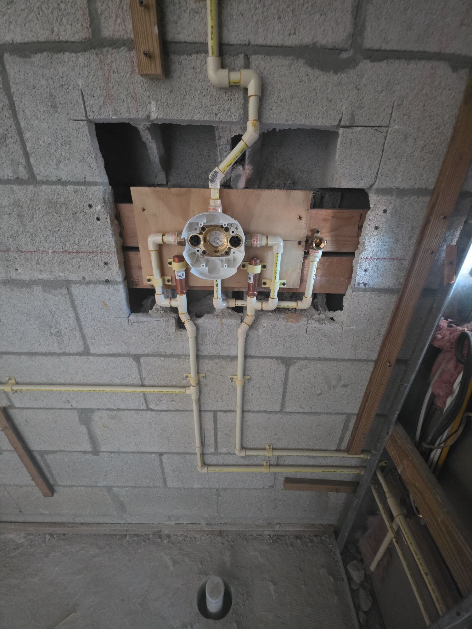 Shower valve and water piping installed by Picos